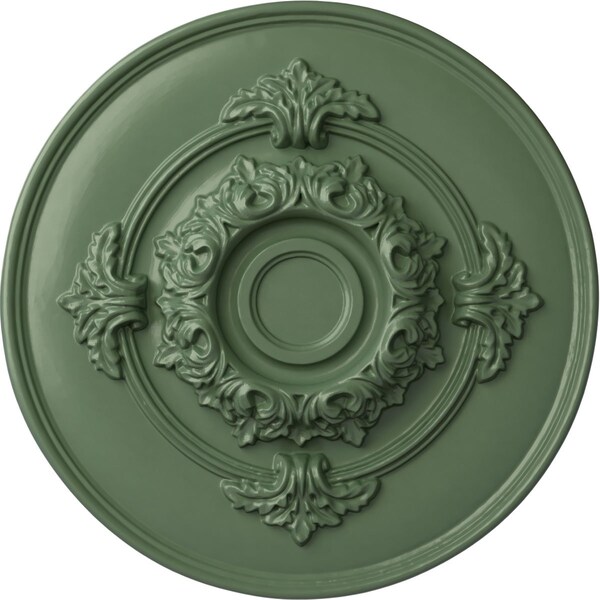 Ekena Millwork Monique Ceiling Medallion (Fits Canopies up to 3 3/4"), Hand-Painted Athenian Green, 13 3/4"OD x 1"P CM13MOAGF - main